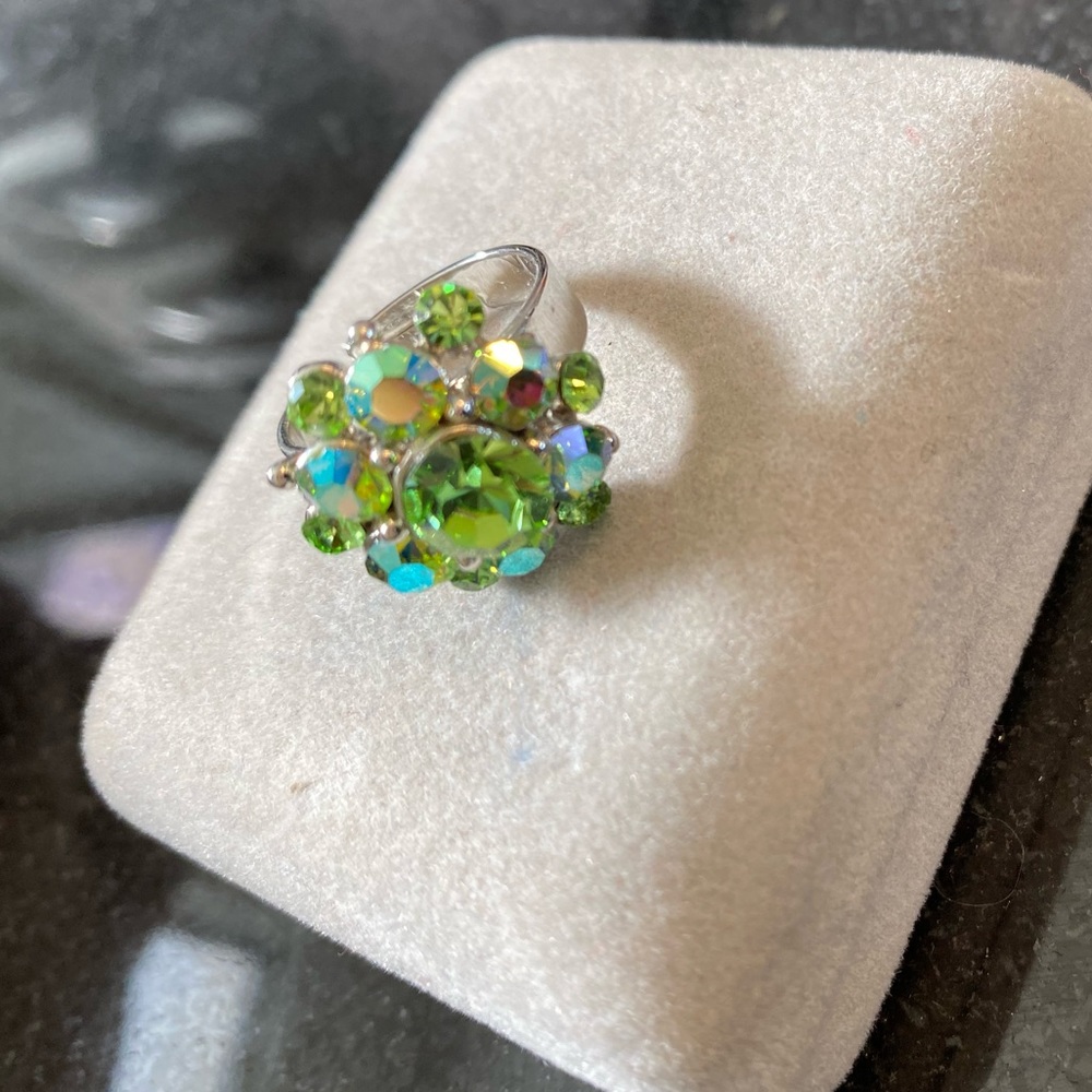 Boho vintage flower rings set sparkly adjustable statement ring costume jewelry - Picture 8 of 9